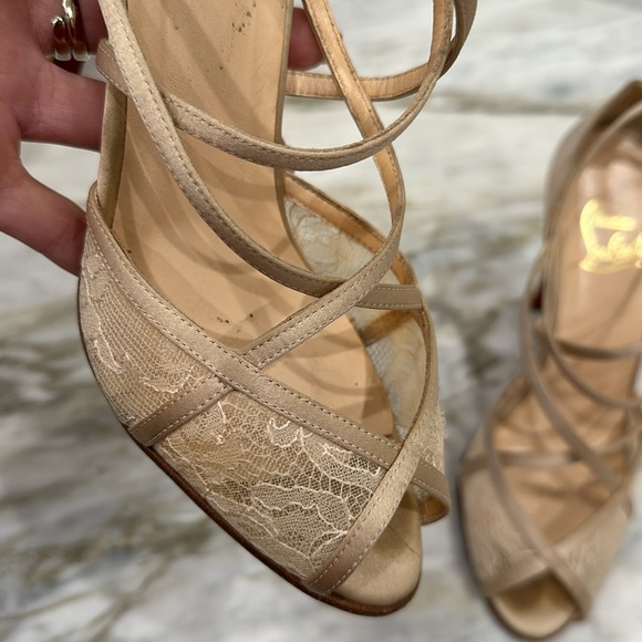 CHRISTIAN LOUBOUTIN VANITARITA CREPE SATIN BEIGE 36 1/2 6.5 - Picture 3 of 8